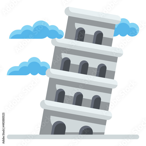 pisa tower flat icon