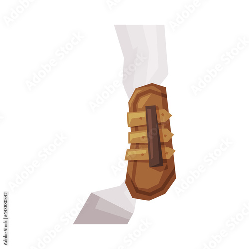Horse Leg Leather Safety Shoes, Equestrian Sports Ammunition Vector Illustration