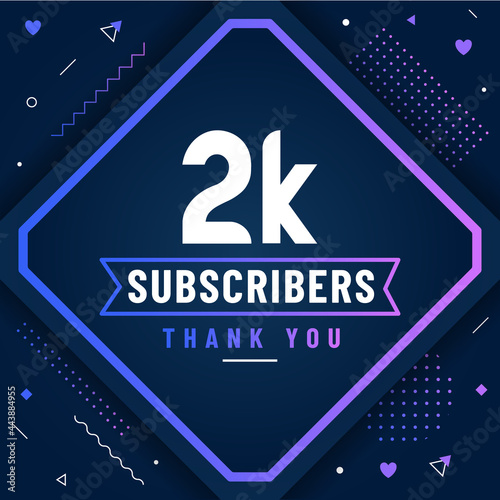 Thank you 2K subscribers, 2000 subscribers celebration modern colorful design.