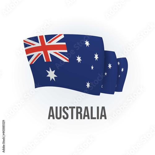 Australia vector flag. Bended flag of Australia, realistic vector illustration