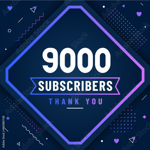 Thank you 9000 subscribers, 9K subscribers celebration modern colorful design.