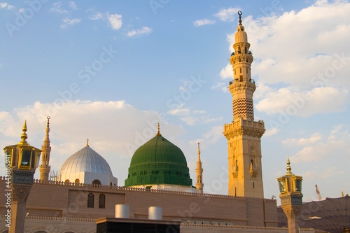 Medina, Masjid Nabawi or Prophet Mosque. The famous Green Dome. Madinah al-Munawwarah photo