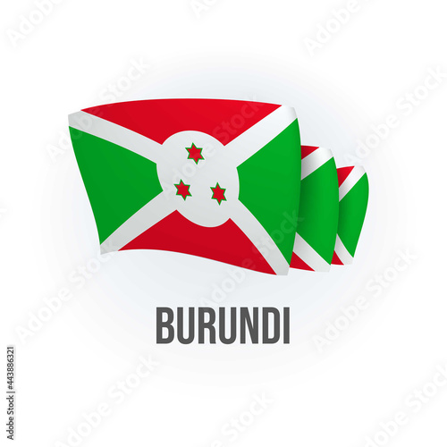 Burundi vector flag. Bended flag of Burundi, realistic vector illustration