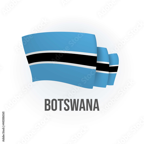 Botswana vector flag. Bended flag of Botswana, realistic vector illustration