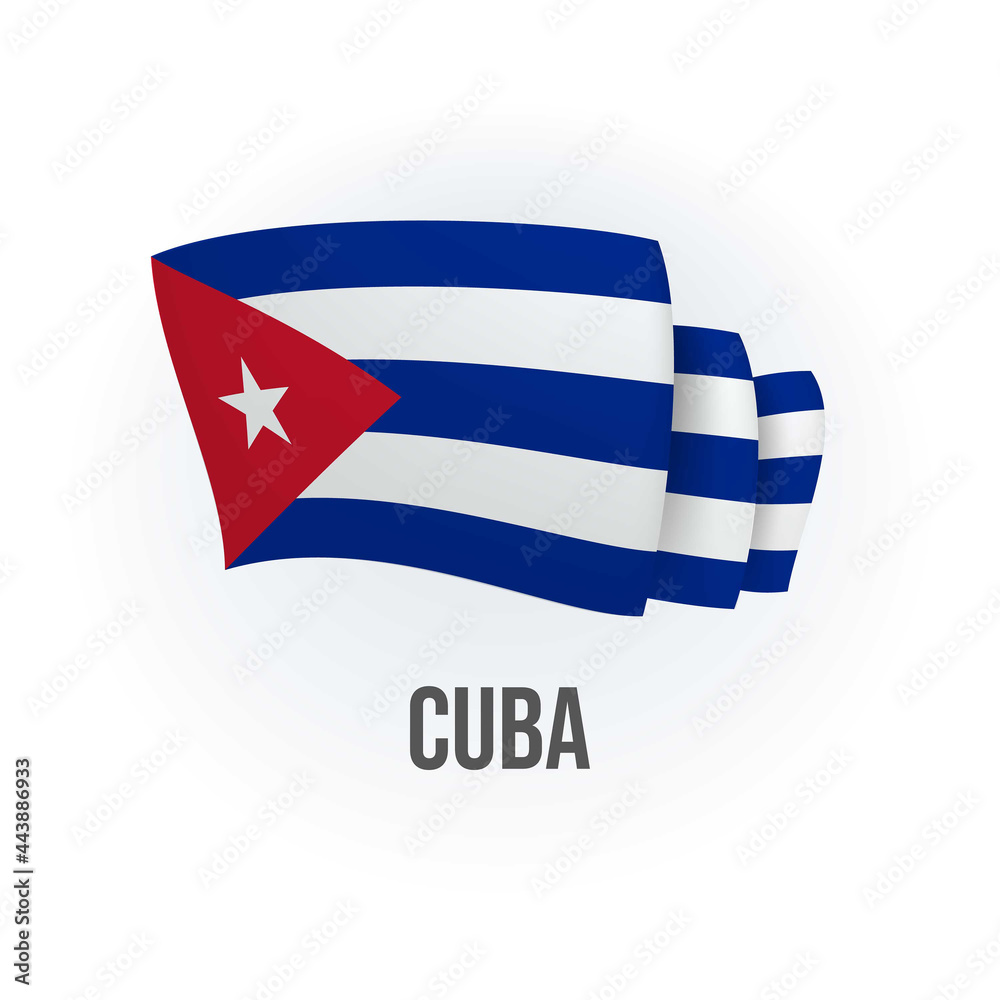 Cuba vector flag. Bended flag of Cuba, realistic vector illustration Cuba vector flag. Bended flag of Cuba, realistic vector illustration