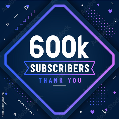 Thank you 600K subscribers, 600000 subscribers celebration modern colorful design.