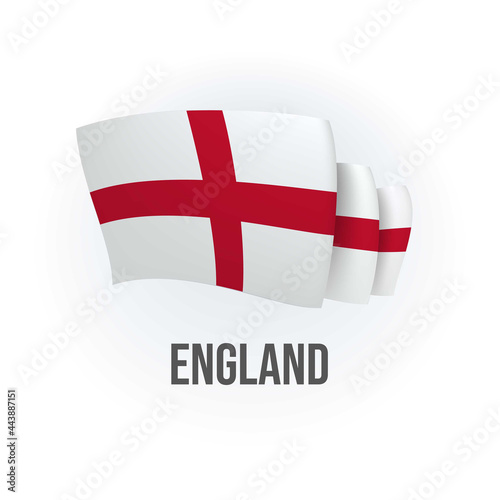 England vector flag. Bended flag of England, realistic vector illustration