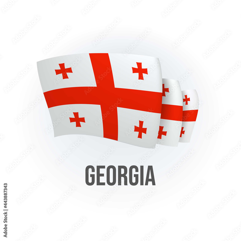 Georgia vector flag. Bended flag of Georgia, realistic vector illustration