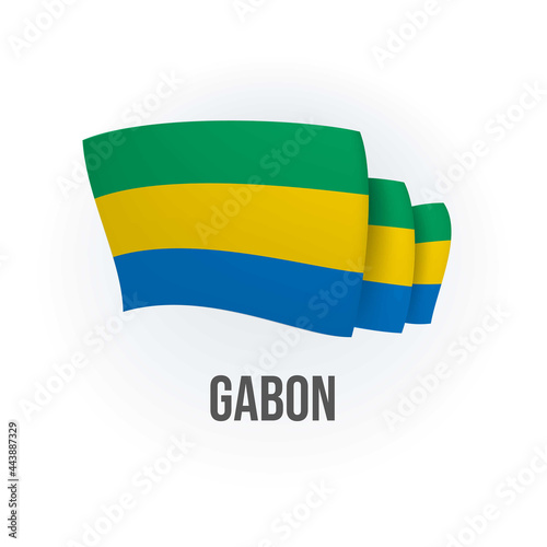 Gabon vector flag. Bended flag of Gabon, realistic vector illustration