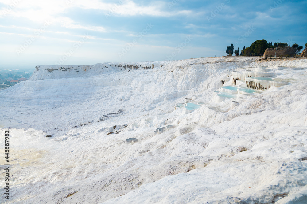 View of the travertines, Pamukkale, Turkey. A popular destination for tourism
