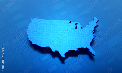 USA map technology background blue