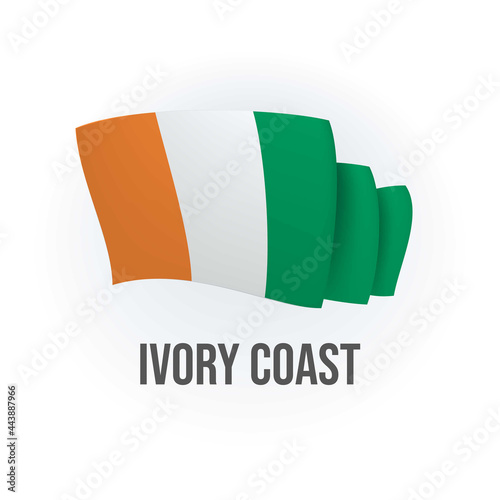 Ivory Coast vector flag. Bended flag of Ivory Coast, realistic vector illustration