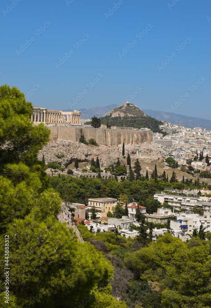 Naklejka premium View of Athens with Acropolis hill, Greece