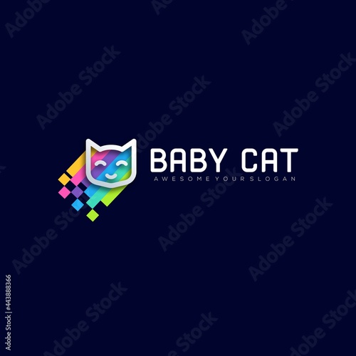 baby cat colorful modern logo templates