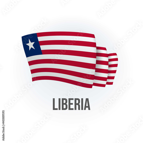 Liberia vector flag. Bended flag of Liberia, realistic vector illustration