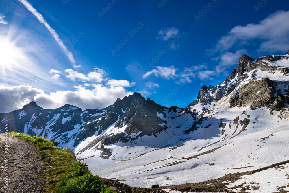 snowy mountains during summer in the austrian alps (Vorarlberg, Austria) 