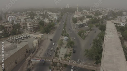 Aerial View of Jinnah Mausoleum Karachi- Flat Dolly Back Tilt  photo