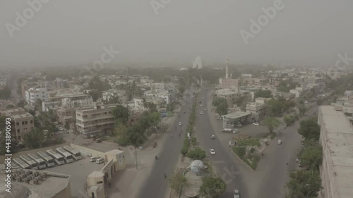 Aerial View of Jinnah Mausoleum Karachi- Flat Moving Back  photo