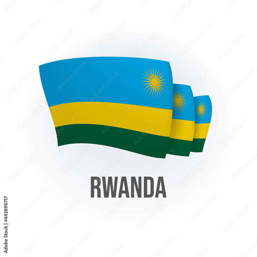 Obraz premium Rwanda vector flag. Bended flag of Rwanda, realistic vector illustration