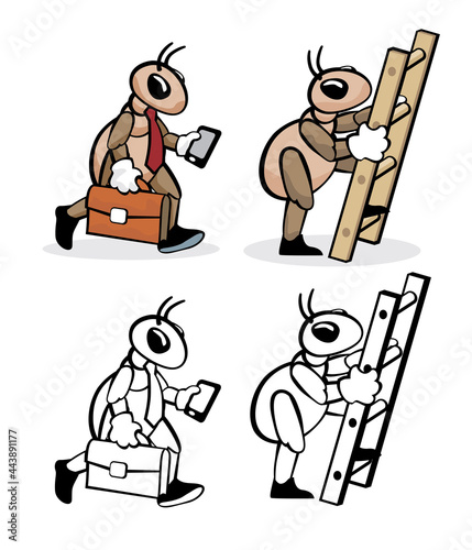 Vector illustration about profession repairer and businessman. Ant worker