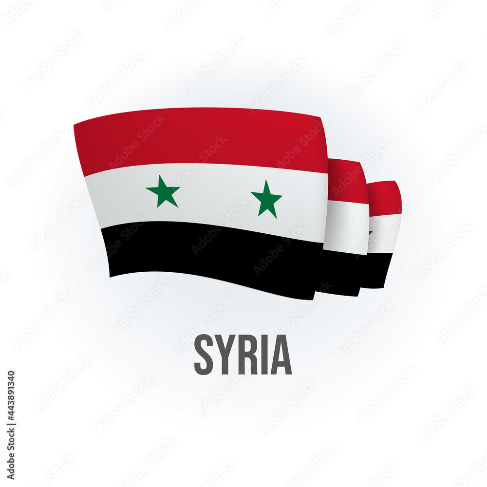Syria vector flag. Bended flag of Syria, realistic vector illustration