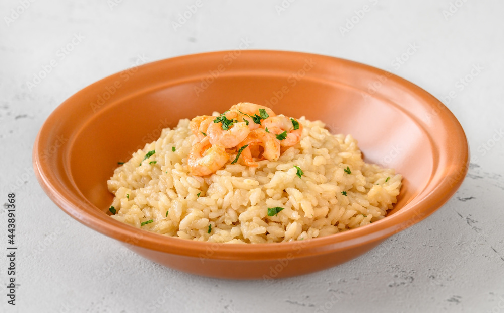Portion of risotto with prawn Portion of risotto with prawn