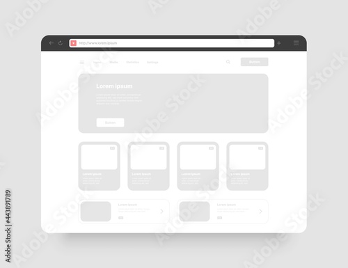 Web browser concept for your website presentation. Wireframes screens. Web window screen mockup.