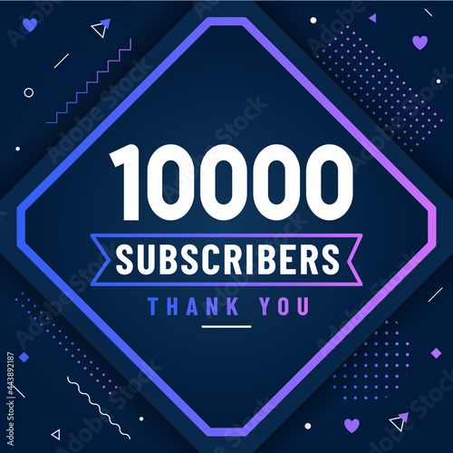 Thank you 10000 subscribers, 10K subscribers celebration modern colorful design.