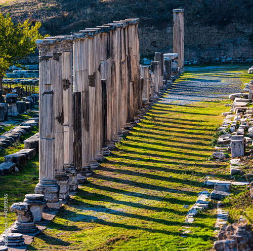 Top view of the columns in the city of Asklepion photo