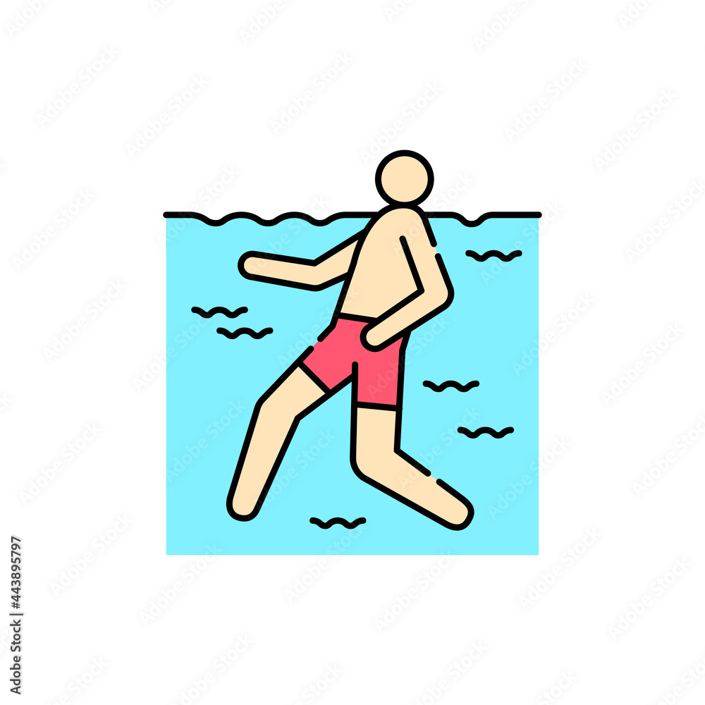 Fototapeta premium Swimming olor line icon. Pictogram for web page, mobile app, promo.