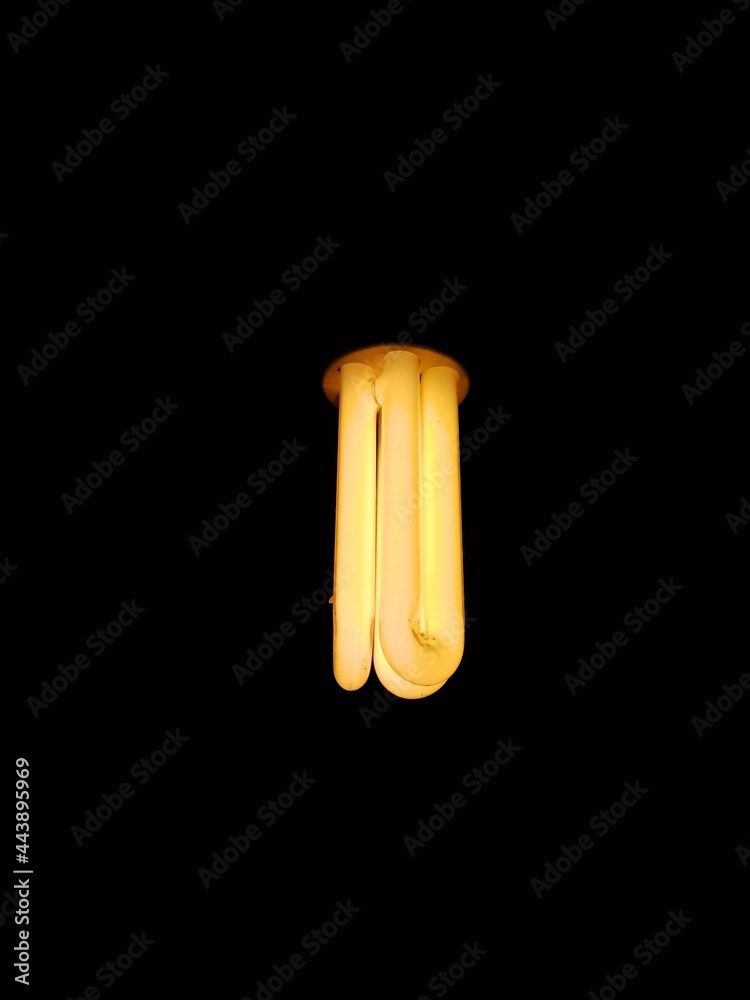 bulb on black background - Yellow Light With black background	