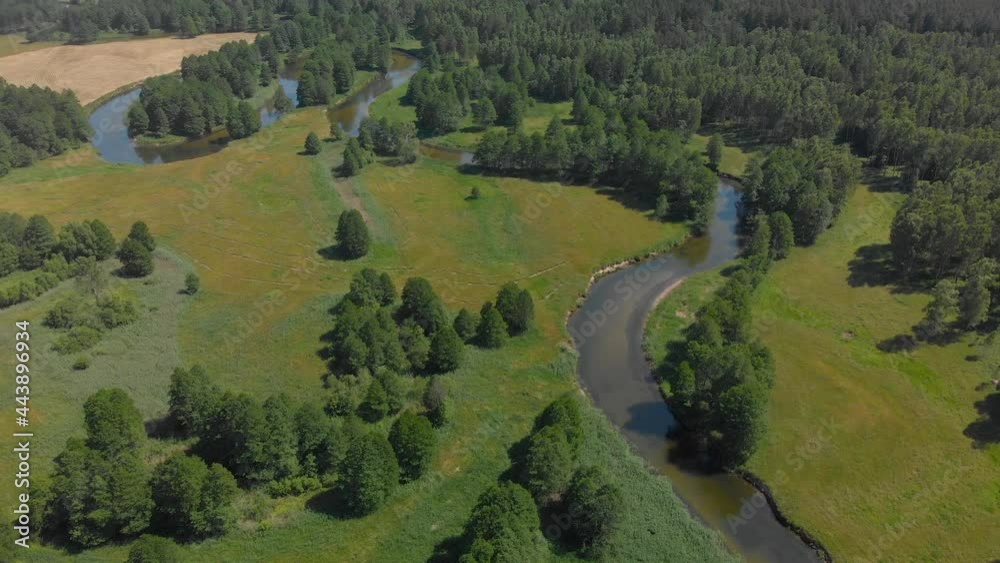 beautiful landscape with a small meandering river (aerial shot) beautiful landscape with a small meandering river (aerial shot)