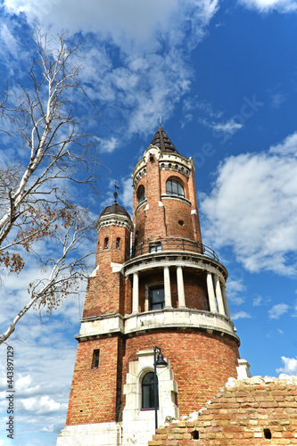 The Gardos (Gardoš) Tower, also known as Millennium Tower or Kula Sibinjanin Janka is a memorial tower located in Zemun, city of Belgrade, Serbia. Daytime shot with blue sky.