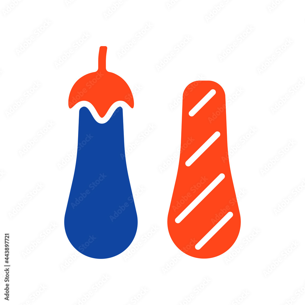 Grilled eggplant glyph icon. Barbecue and grill Grilled eggplant glyph icon. Barbecue and grill