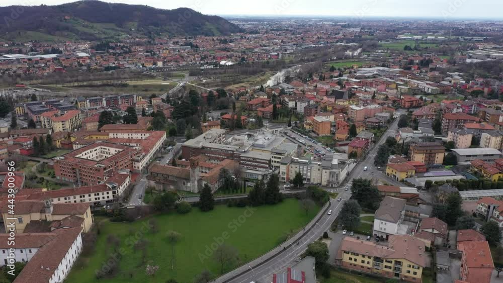 Alzano Lombardo Ospedale, ZONA ROSSA, Bergamo Val Seriana Italy, Ospedale e paese deserto per epidemia quarantena, Drone Aerial Footage View of Hospital Coronavirus red zone quarantine, // no video Alzano Lombardo Ospedale, ZONA ROSSA, Bergamo Val Seriana Italy, Ospedale e paese deserto per epidemia quarantena, Drone Aerial Footage View of Hospital Coronavirus red zone quarantine, // no video