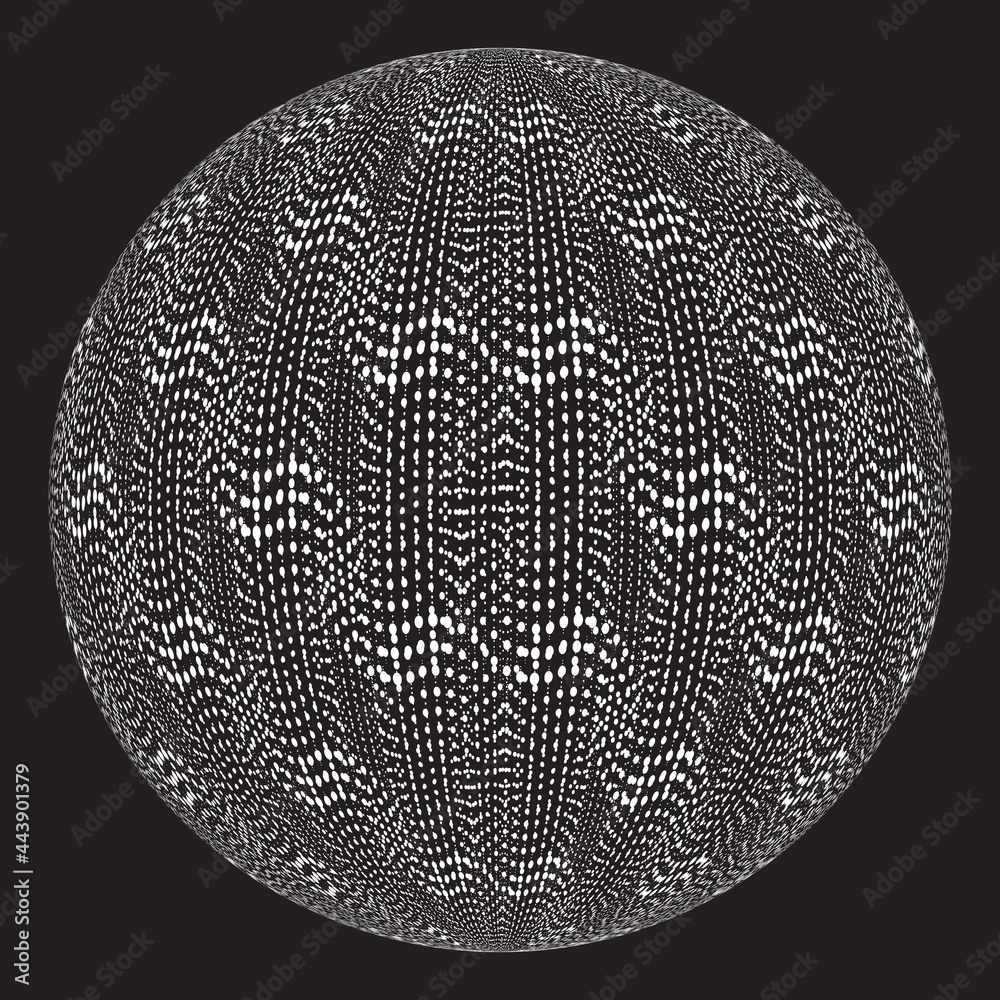 Decorative sphere. Abstract round wavy Dotted design element Decorative sphere. Abstract round wavy Dotted design element