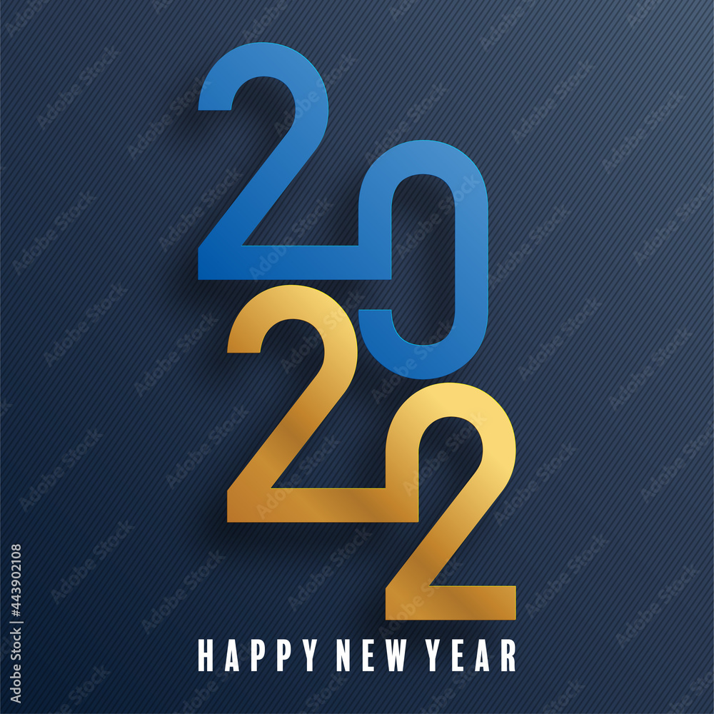 2022 Happy new year christmas design template. logo Design for greeting cards or for branding, banner, cover, card Happy new year 2022 with paper cut art and craft style on paper color background.