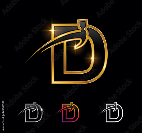 Golden Monogram Hammer Letter D