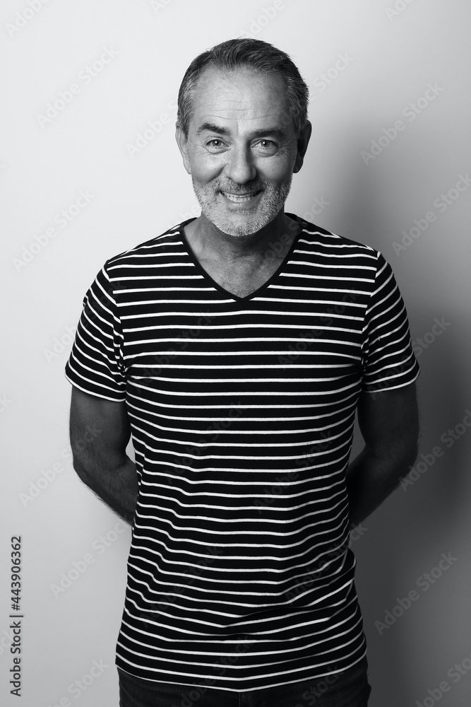 Fototapeta premium Beautiful mature man in black and white