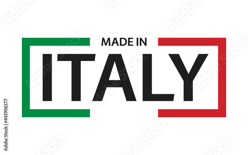 Quality mark Made in Italy. Colored vector symbol with Italian tricolor isolated on white background