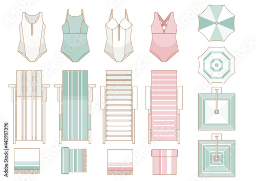 Outdoor furniture,  Clothes and  Accessories  For Summer Season  top view