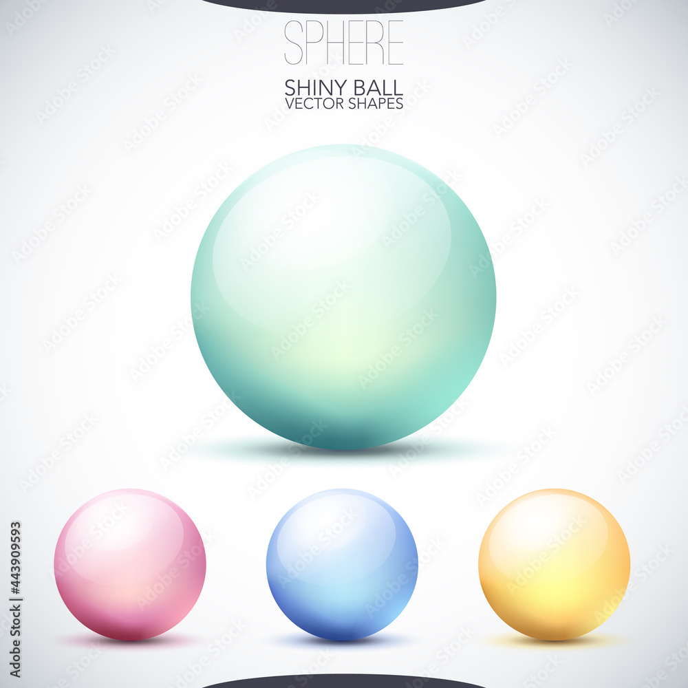 Glossy spheres set. Shiny vector balls Glossy spheres set. Shiny vector balls