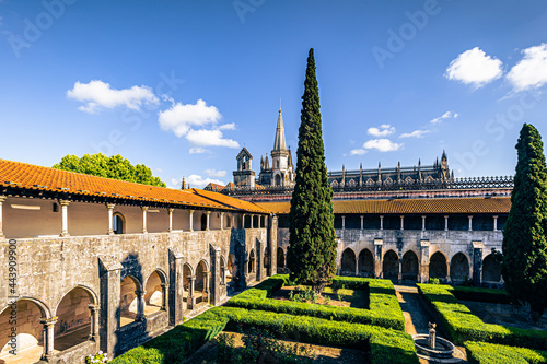 Batalha - June 22, 2021: Inner courtyard of the Majestic Batalha Monastery, Portugal photo