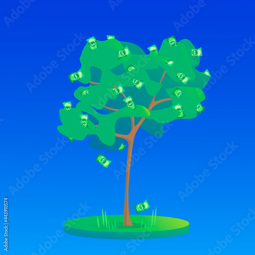 Cash tree. Growth stage 3 with a background