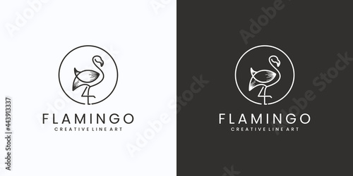 creative flamingo line logo