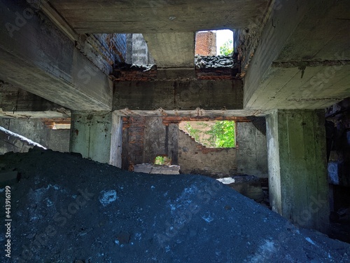 old and ruined building inside view in the daytime.