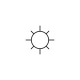 Sun, sunlight icon in flat black line style, isolated on white background 