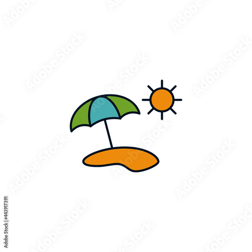 Beach umbrella icon in color icon, isolated on white background 