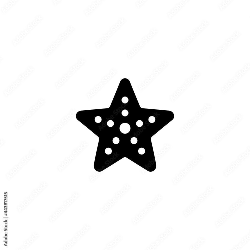 starfish icon in solid black flat shape glyph icon, isolated on white background starfish icon in solid black flat shape glyph icon, isolated on white background