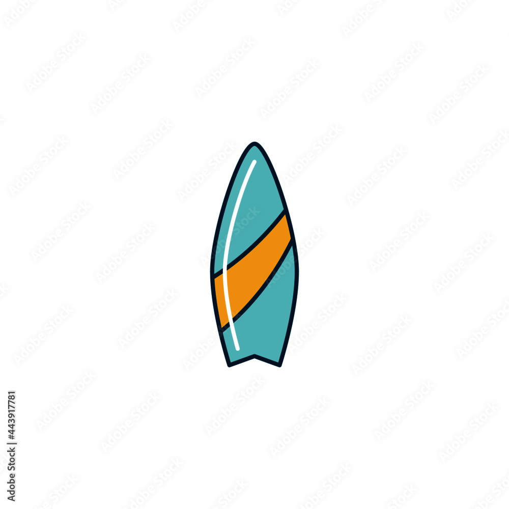 Surfing board icon in color icon, isolated on white background Surfing board icon in color icon, isolated on white background